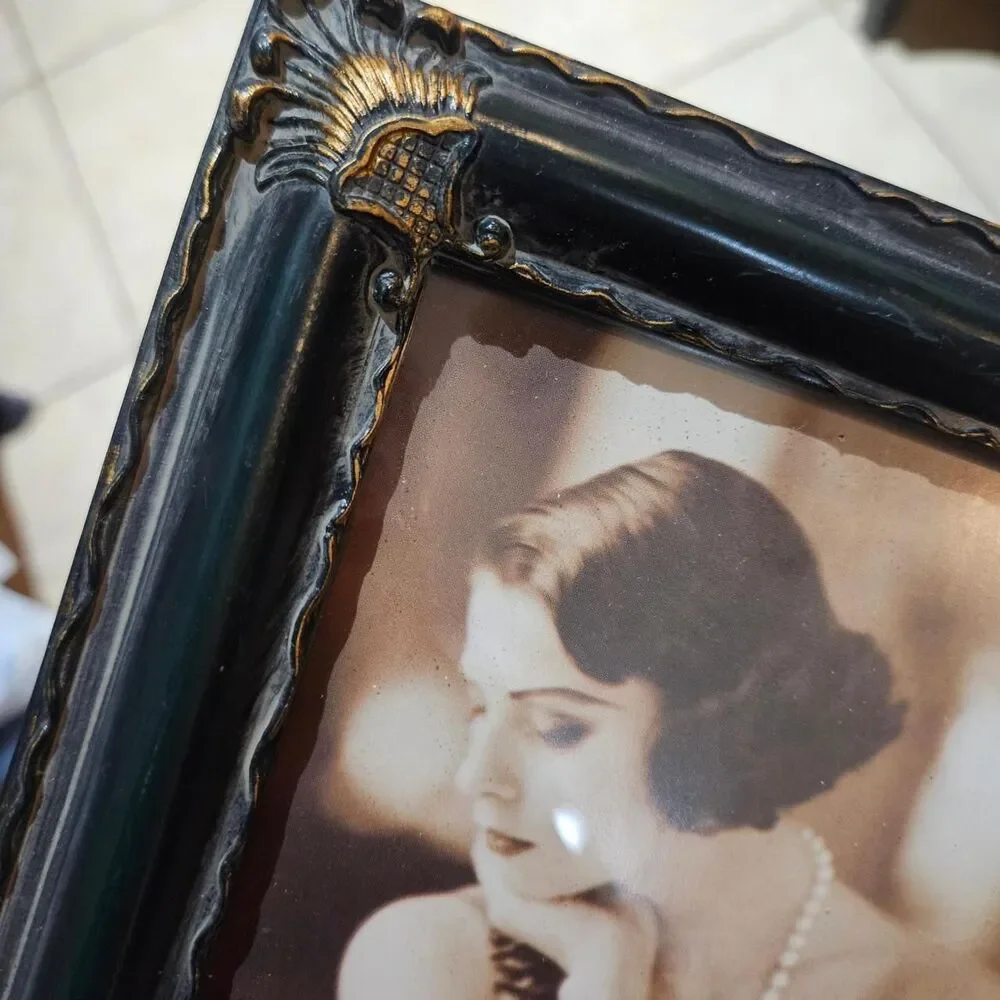 vintage whimsigoth cottagecore dark green gold frame